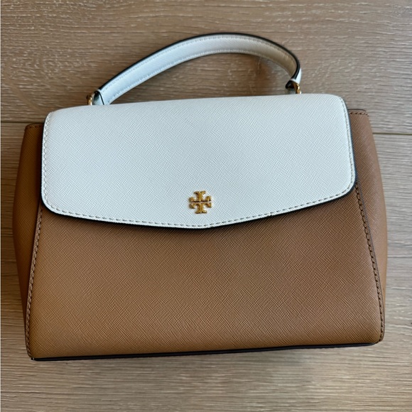 Tory Burch Handbags - Tory Burch Two-Tone Top Handle Satchel in Cream and Brown